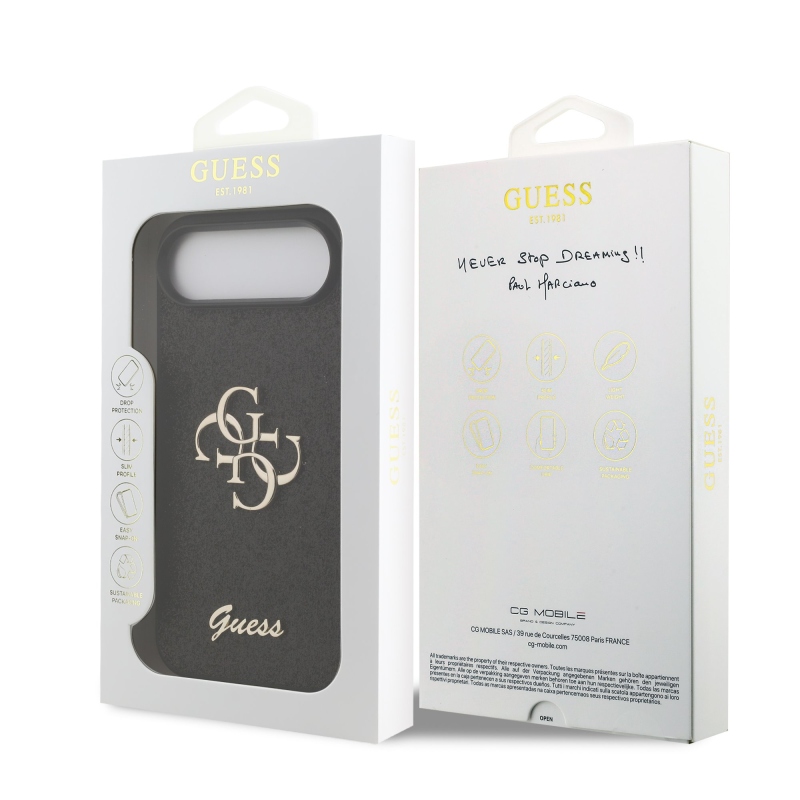 Guess PU Fixed Glitter 4G fém logó hátlap iPhone Air Fekete