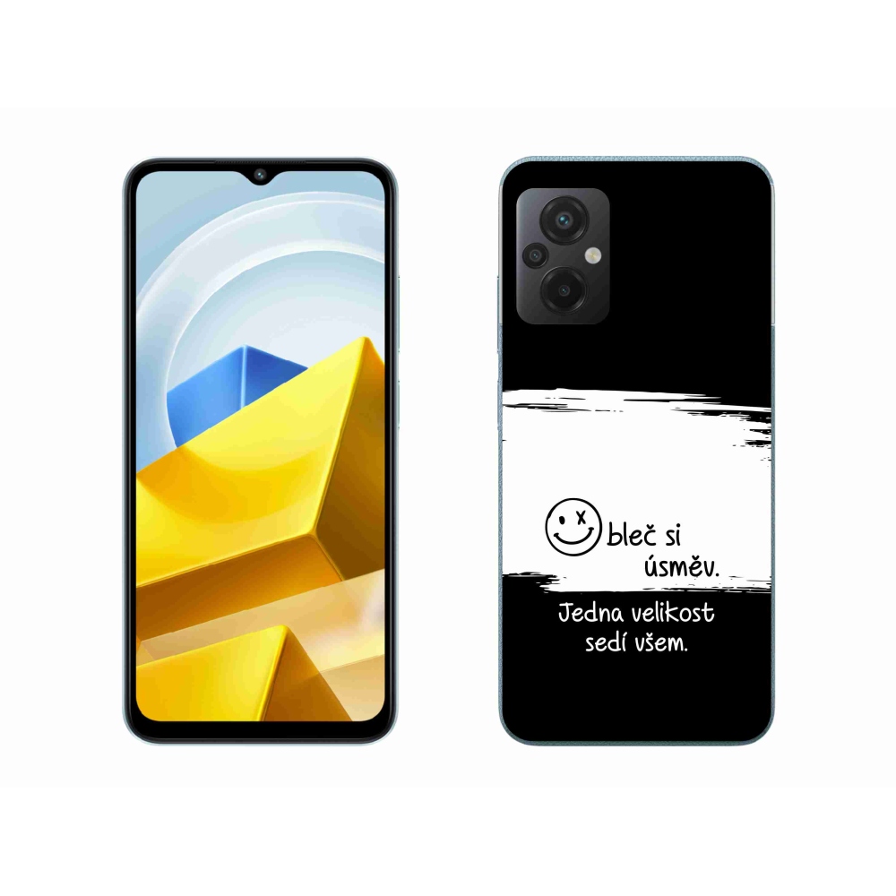 Gél borító mmCase a Xiaomi Poco M5 4G-hez - vicces szöveg 8 fekete és fehér háttérrel