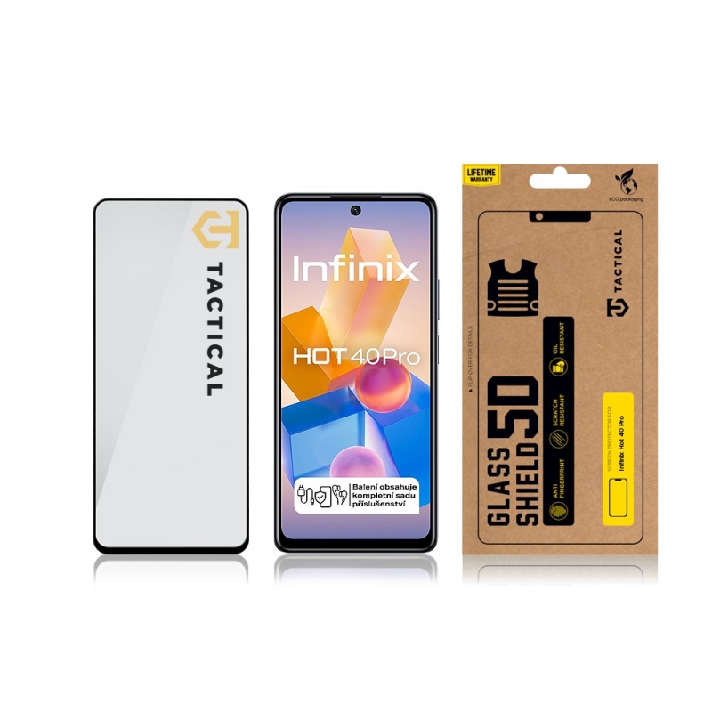 Taktikai üvegpajzs 5D üveg az Infinix Hot 40 Pro fekete készülékhez
