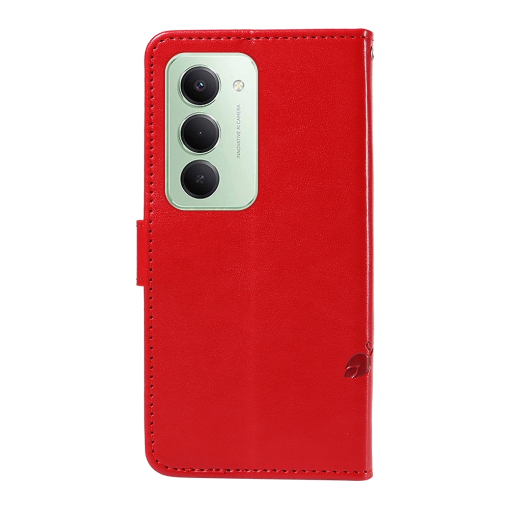 Virágos könyv tok Xiaomi Redmi 15 4G (171mm) - piros