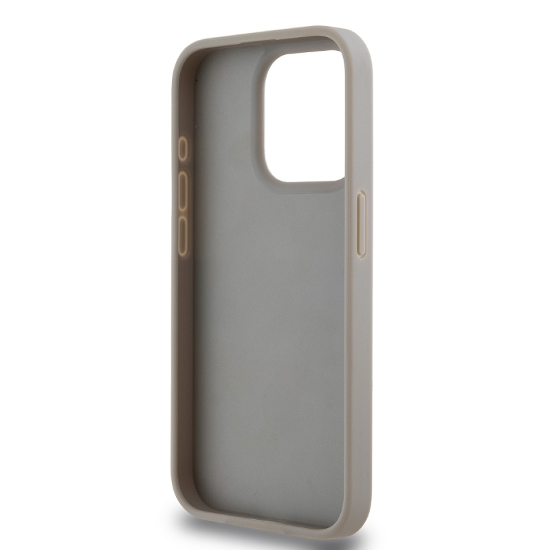 DKNY PU bőr ismétlődő mintás tonális csíkos hátlapi borító iPhone 14 Pro bézs színűhöz