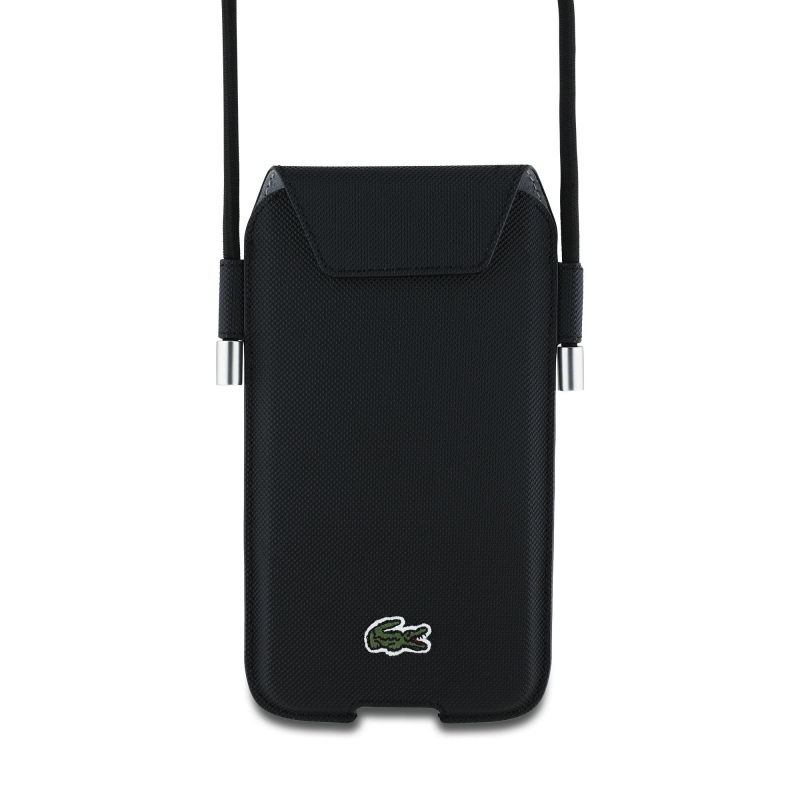 Lacoste PVC Iconic Petit Pique telefon zseb XL Fekete fekete