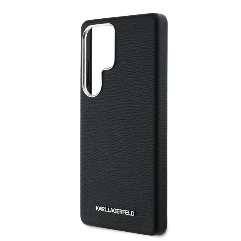 Karl Lagerfeld PU Saffiano fém logó és keret hátlap Samsung Galaxy S25 Ultra fekete