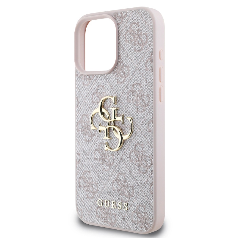 Guess PU 4G fém logós hátlap iPhone 16 Pro Max rózsaszínhez