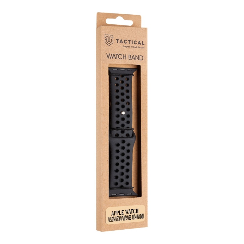 Tactical 839 Dupla szilikon szíj Apple Watch 1/2/3/4/4/5/6/7/8/9/SE 38/40/41mm fekete színű órához