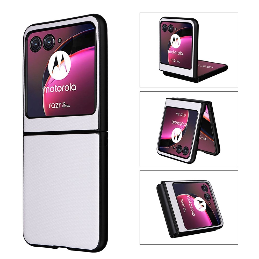 Textúrás műanyag borítás műbőrrel a Motorola Razr 40 Ultra 5G készülékre - fehér