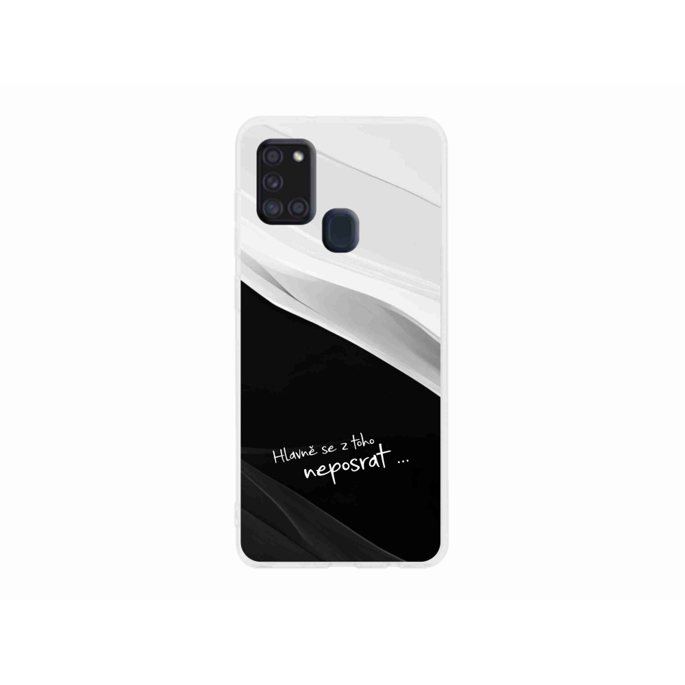 Gél borító mmCase Samsung Galaxy A21s készülékhez - vicces szöveg 13 fekete és fehér háttérrel