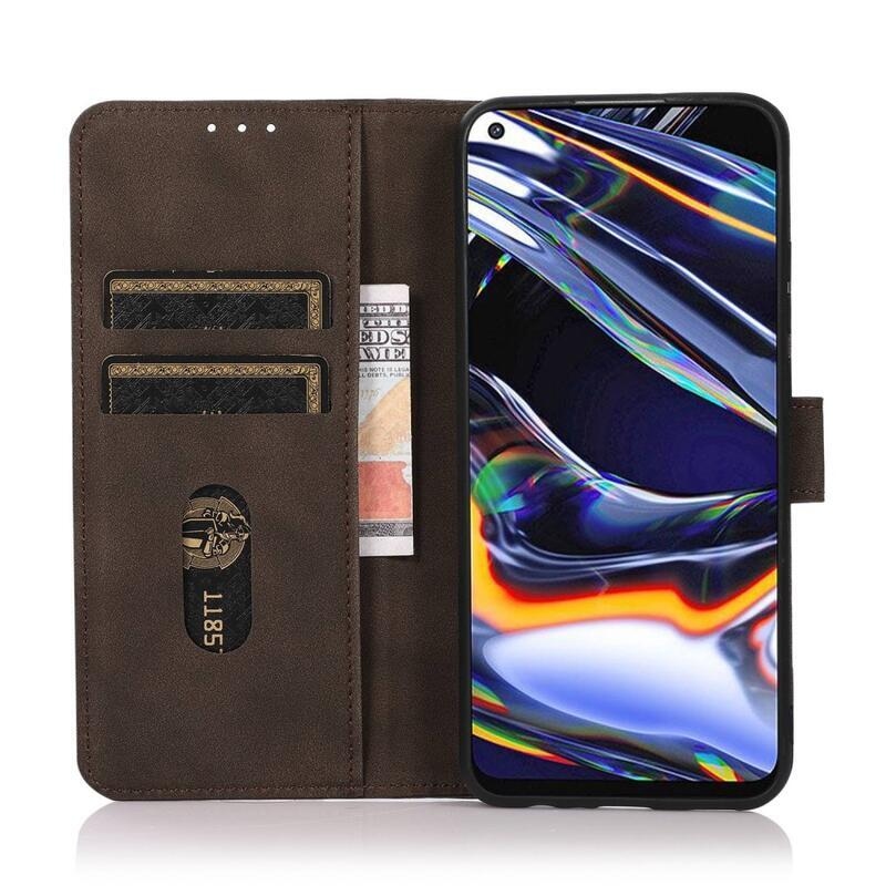 KHAZ PU bőr pénztárca tok mobiltelefonhoz Huawei Nova Y90 - barna