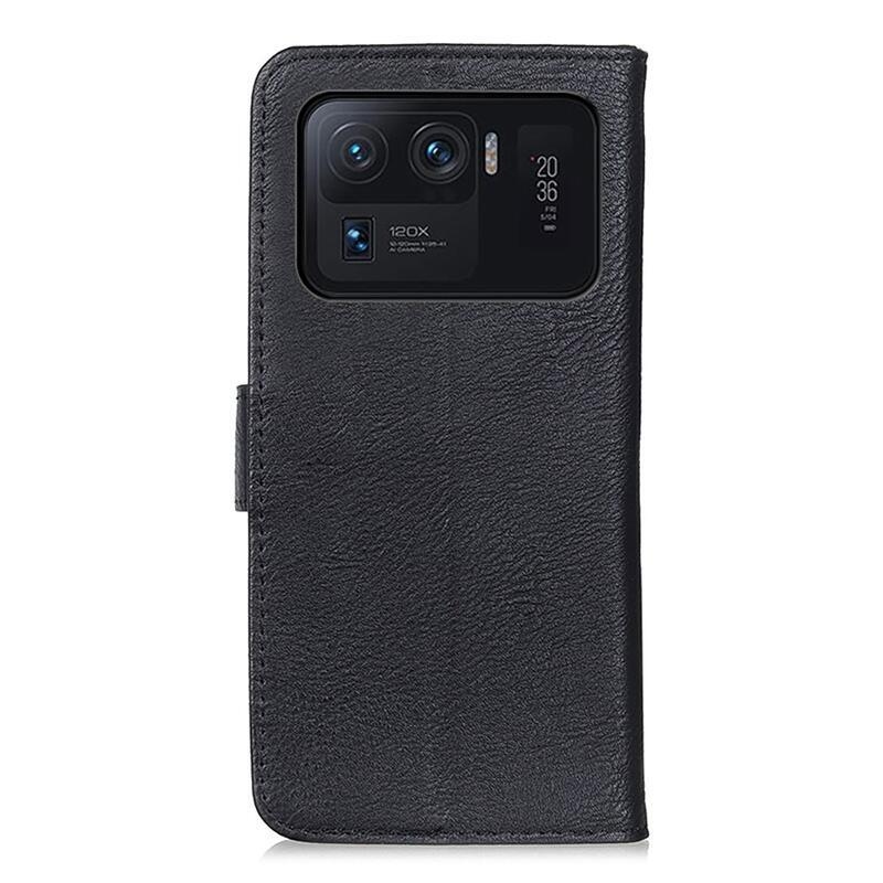 KHAZ PU bőr pénztárca tok a Xiaomi Mi 11 Ultra számára - fekete