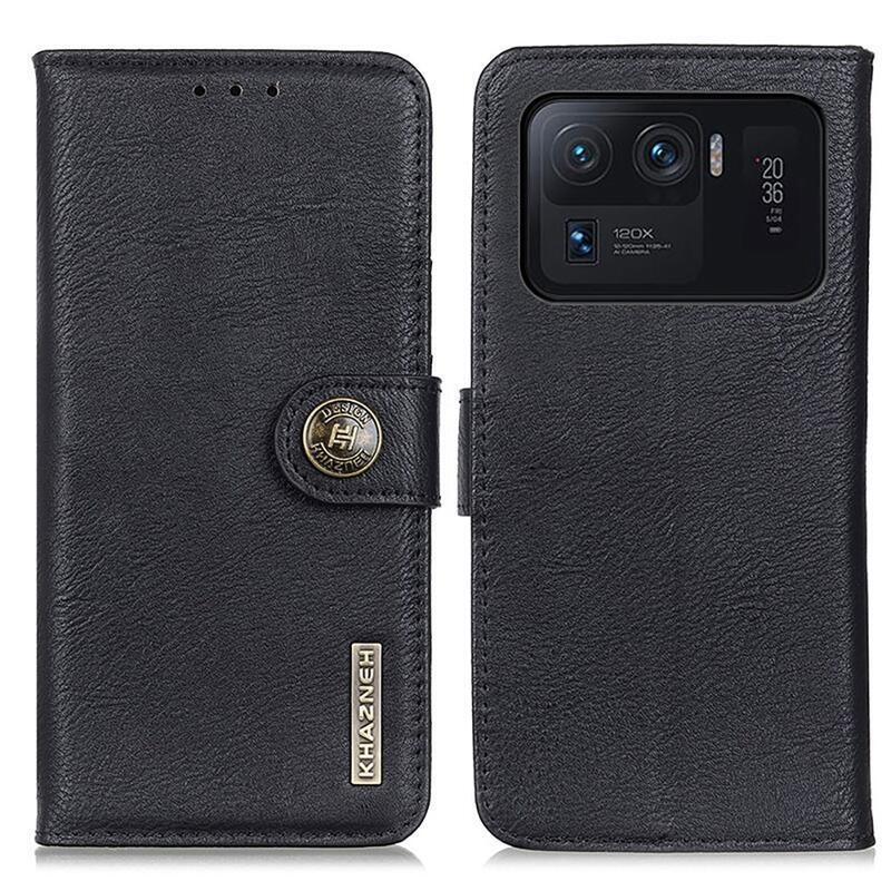 KHAZ PU bőr pénztárca tok a Xiaomi Mi 11 Ultra számára - fekete