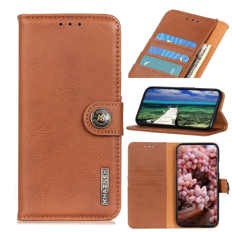 KHAZ PU bőr pénztárca tok a Xiaomi Mi 11 Ultra számára - barna