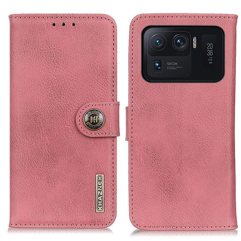 KHAZ PU bőr pénztárca tok Xiaomi Mi 11 Ultra - rózsaszín