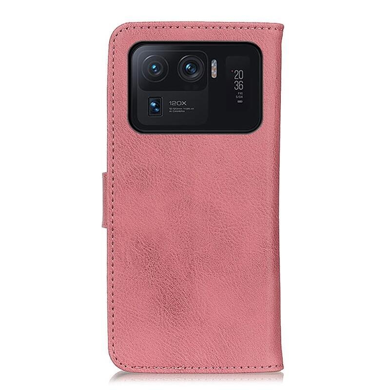 KHAZ PU bőr pénztárca tok Xiaomi Mi 11 Ultra - rózsaszín