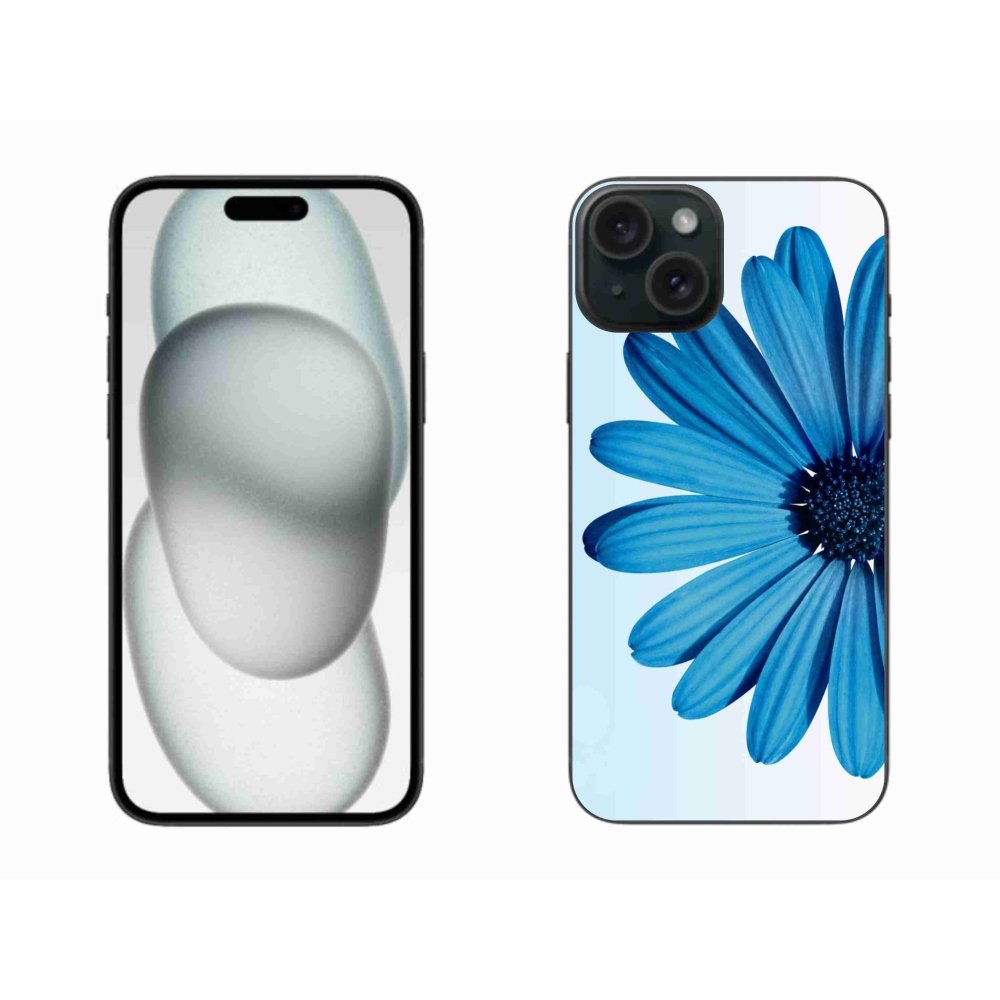 Gél tok mmCase iPhone 15 Plus készülékhez - kék százszorszép