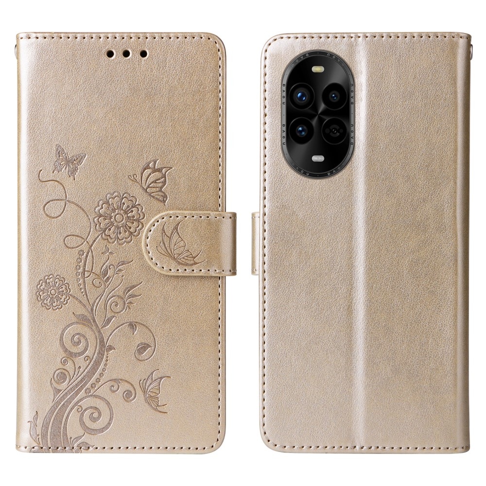 Virágos könyv tok a Huawei Nova 13 Pro 5G-hez - arany színben