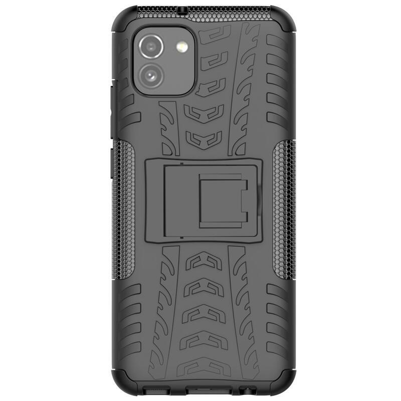 Kick tartós hibrid borítás Samsung Galaxy A03-hoz - fekete
