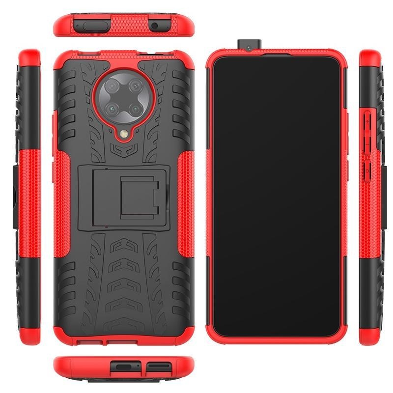 Kick tartós hibrid borítás a Xiaomi Poco F2 Pro-hoz - piros