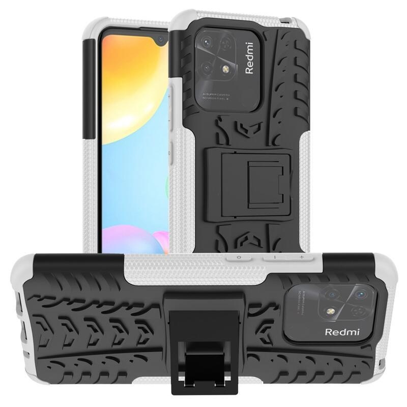 Kick tartós hibrid borítás Xiaomi Redmi 10C-hez - fehér