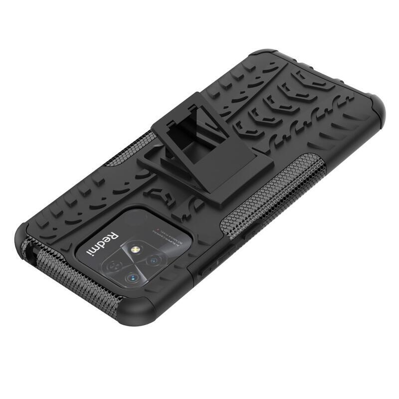Kick tartós hibrid borítás Xiaomi Redmi 10C-hez - fekete