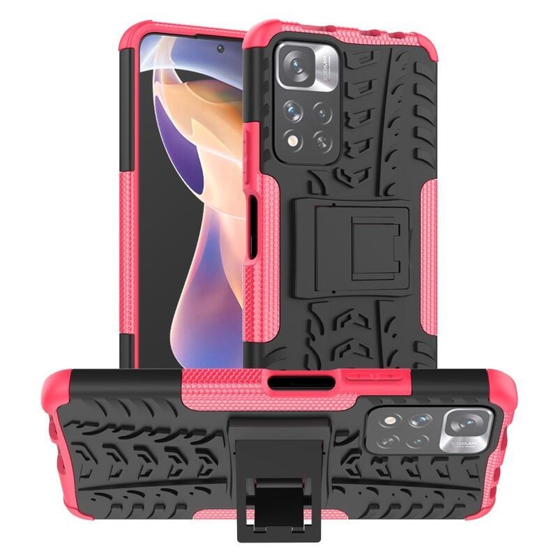 Kick tartós hibrid borítás a Xiaomi Redmi Note 11 Pro+ 5G számára - rózsaszínű