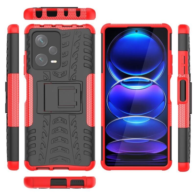 Kick tartós hibrid borítás a Xiaomi Redmi Note 12 Pro+ 5G számára - piros