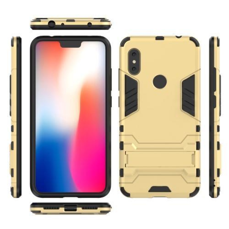 Guard tartós hibrid borító állvánnyal Xiaomi Redmi Note 6 Pro-hoz - arany színben