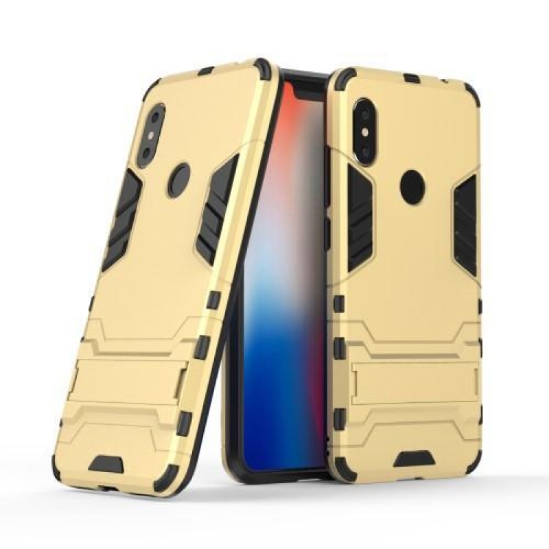Guard tartós hibrid borító állvánnyal Xiaomi Redmi Note 6 Pro-hoz - arany színben