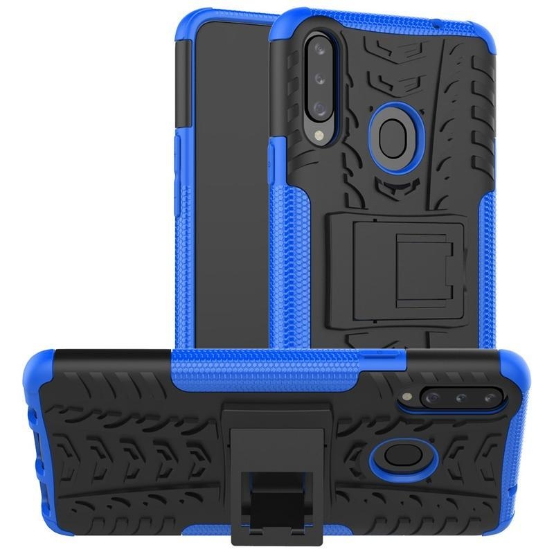 Kick tartós hibrid mobiltáska Samsung Galaxy A20s készülékhez - kék