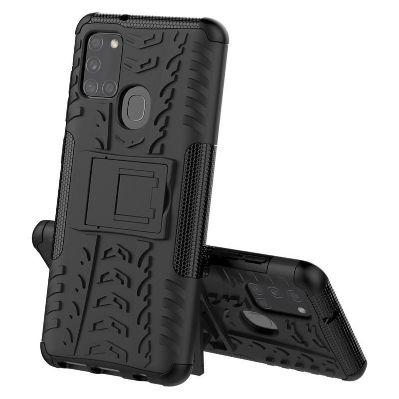 Kick tartós hibrid tok Samsung Galaxy A21s készülékhez - fekete