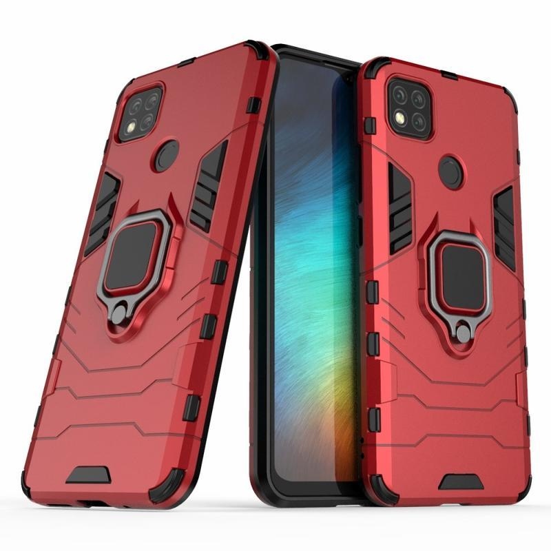 Guardy tartós hibrid tok ujjmarkolattal Xiaomi Redmi 9C-hez - piros