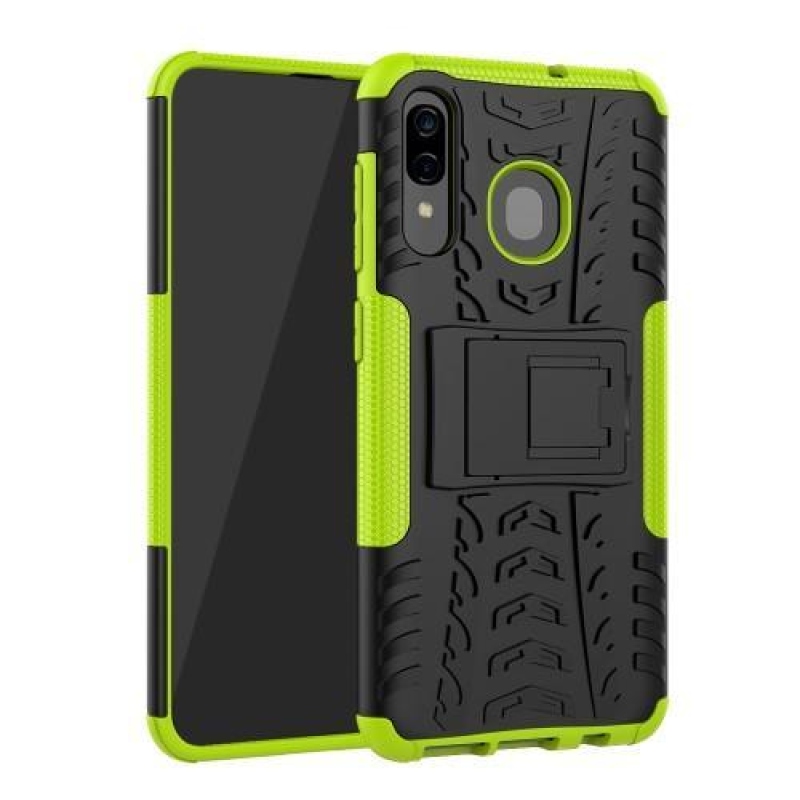 Kick hibrid tartós tok Samsung Galaxy A50 / A30 / A30s / A20 készülékhez - zöld színű