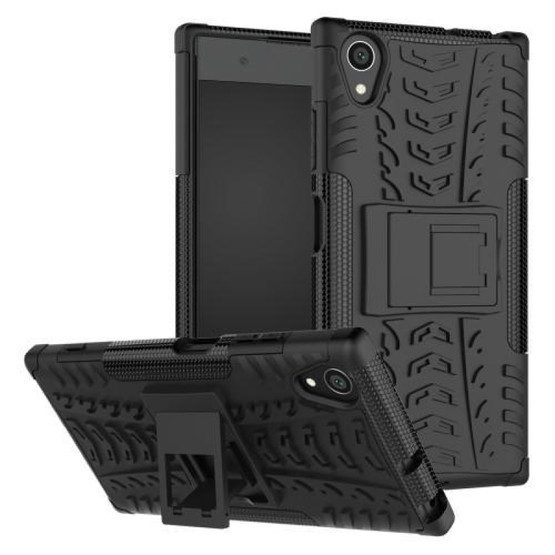 Kickstand tartós hibrid tok Sony Xperia XA1 Plus készülékhez - fekete