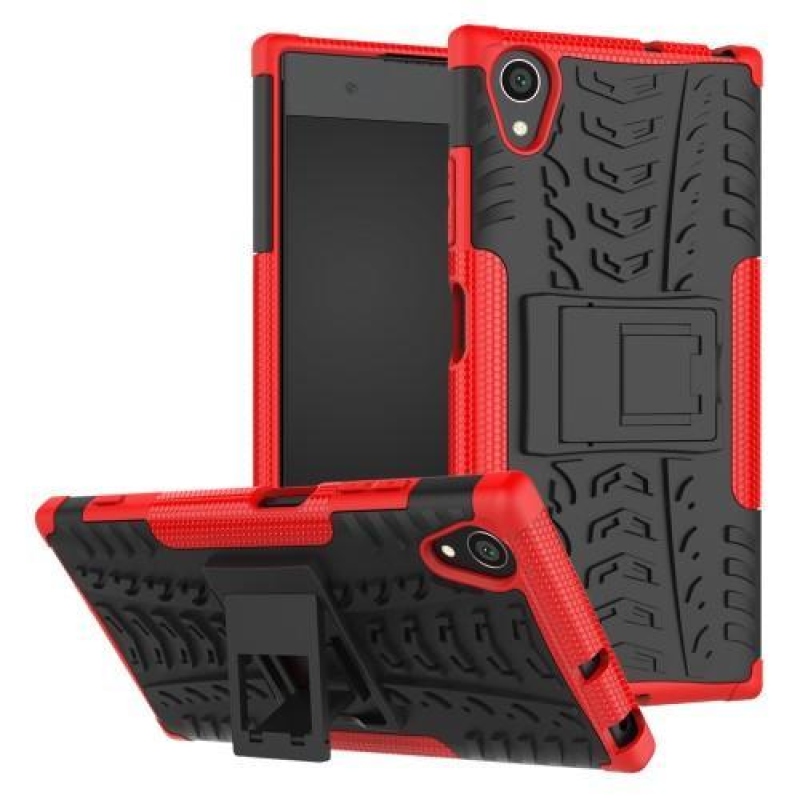 Kickstand tartós hibrid tok Sony Xperia XA1 Plus-hoz - piros