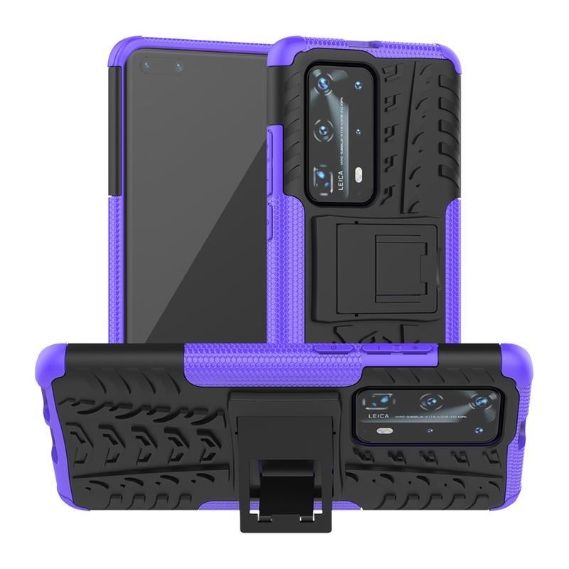 Kicstand tartós hibrid borító Huawei P40 Pro készülékhez - lila