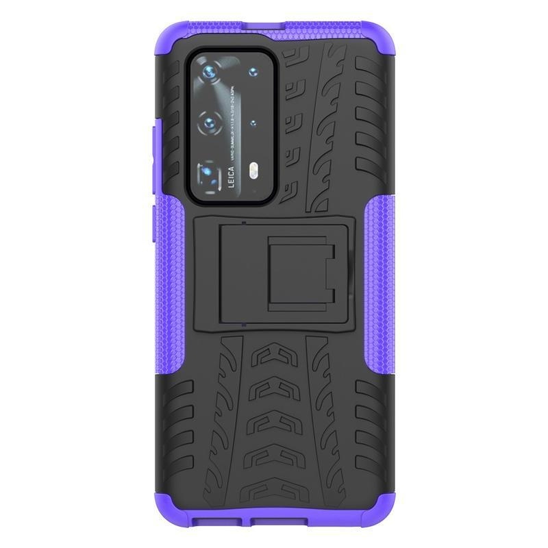 Kicstand tartós hibrid borító Huawei P40 Pro készülékhez - lila