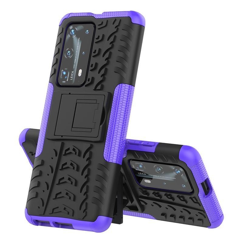 Kicstand tartós hibrid borító Huawei P40 Pro készülékhez - lila
