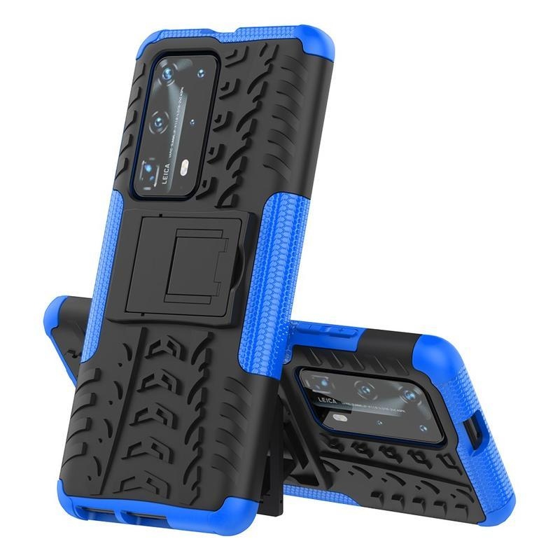 Kicstand tartós hibrid borító Huawei P40 Pro készülékhez - kék