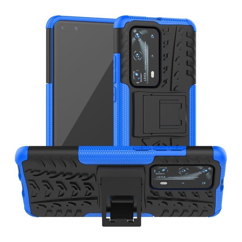 Kicstand tartós hibrid borító Huawei P40 Pro készülékhez - kék