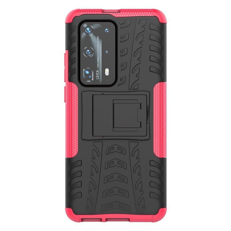 Kicstand tartós hibrid borító a Huawei P40 Pro-hoz - rózsaszínű