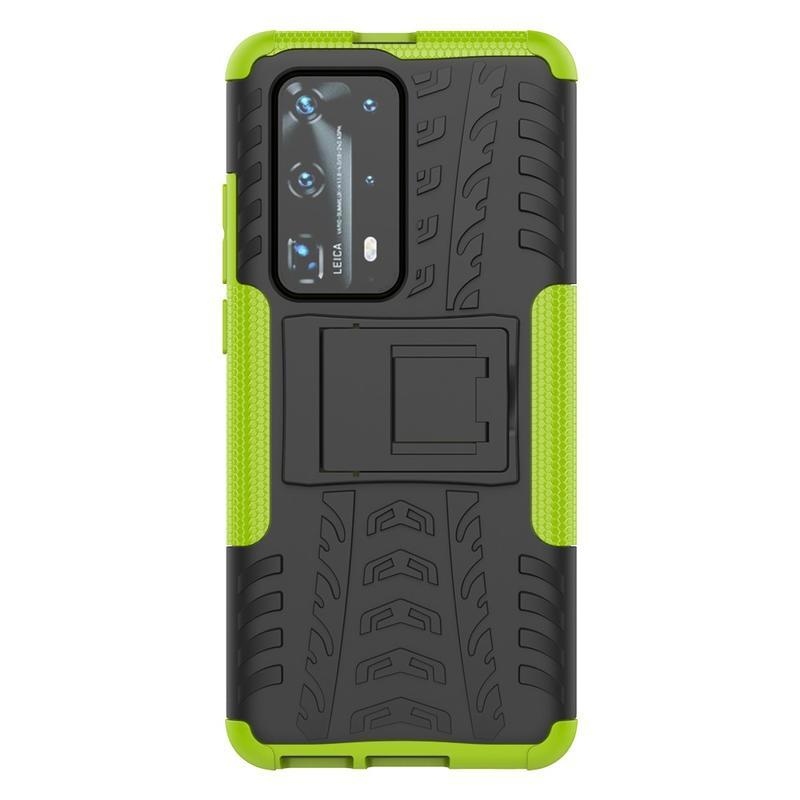 Kicstand tartós hibrid borítás Huawei P40 Pro készülékhez - zöld