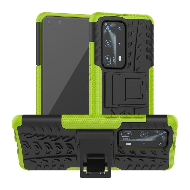 Kicstand tartós hibrid borítás Huawei P40 Pro készülékhez - zöld