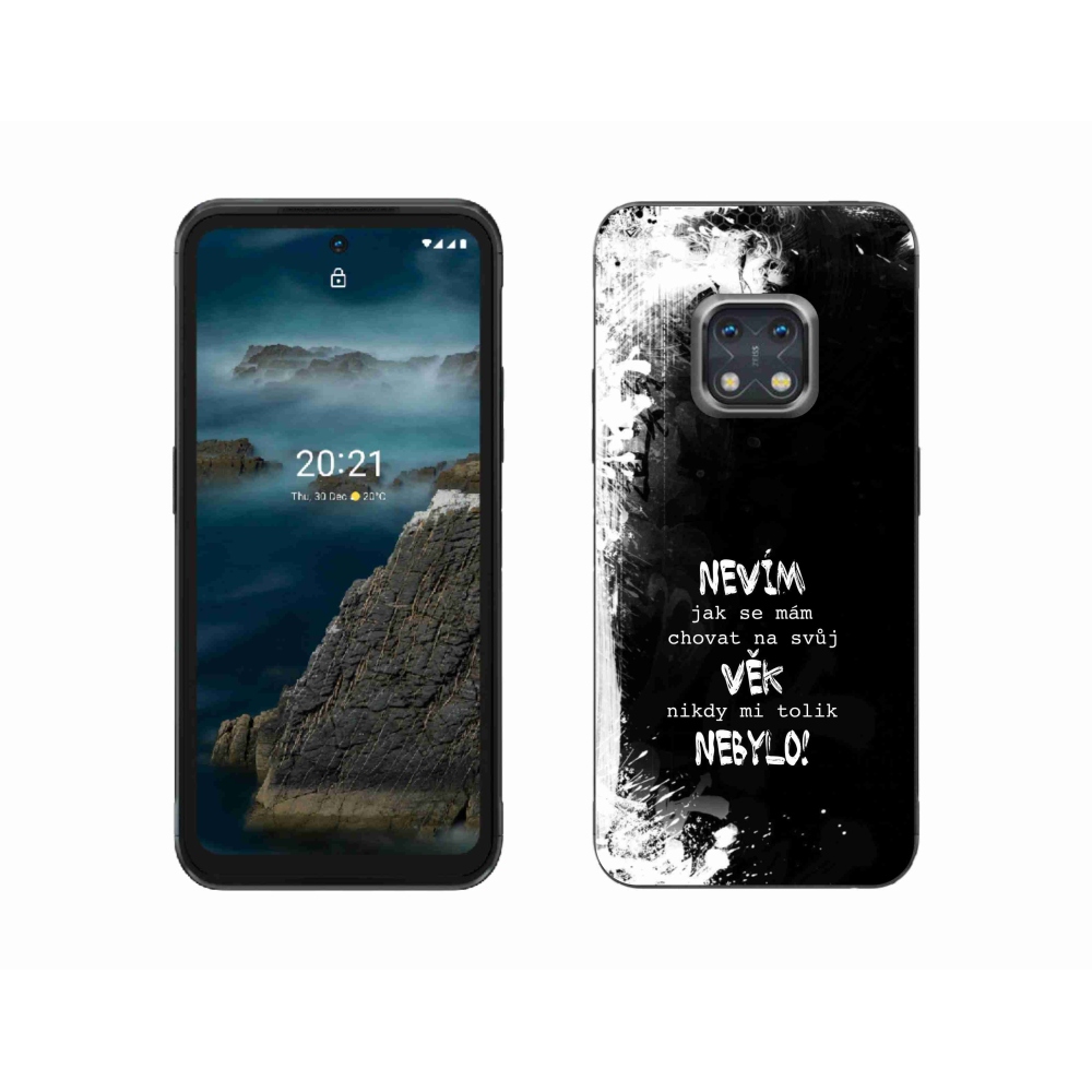 Zselés borító mmCase a Nokia XR20 készülékhez - vicces szöveg 14 fekete háttér