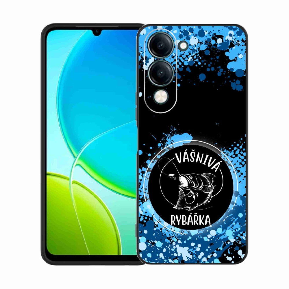 Gél borító mmCase a Vivo Y29s 5G-hez - szenvedélyes halásznő fekete háttérrel
