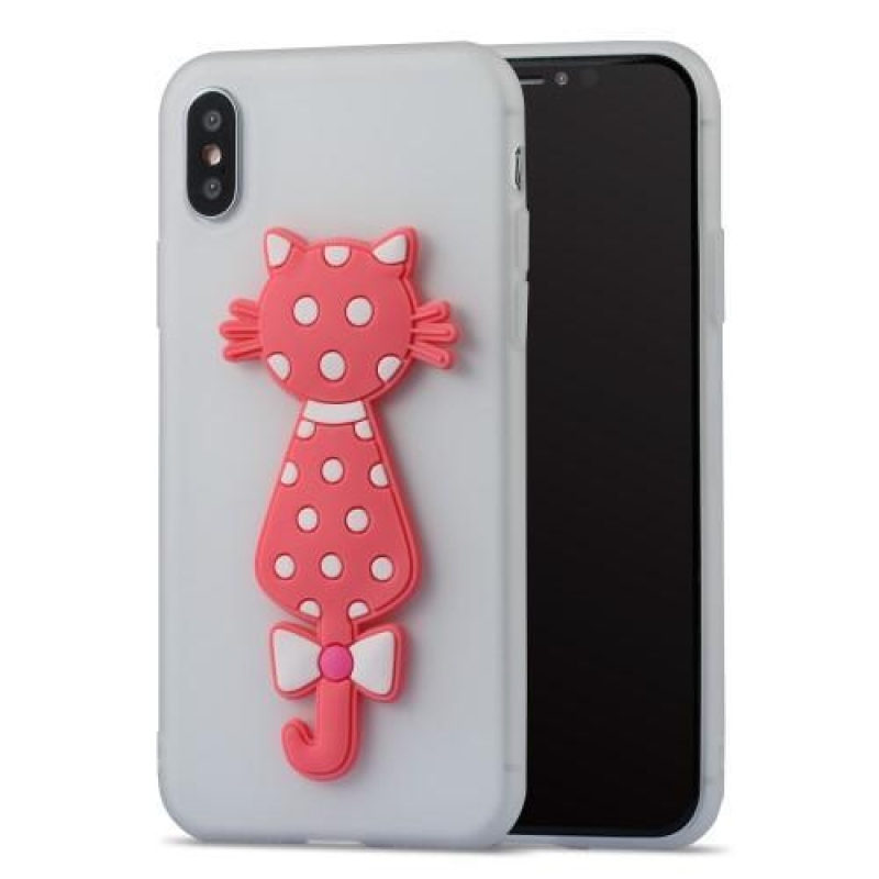 Kitty 3D szilikon tok iPhone X készülékhez - fehér