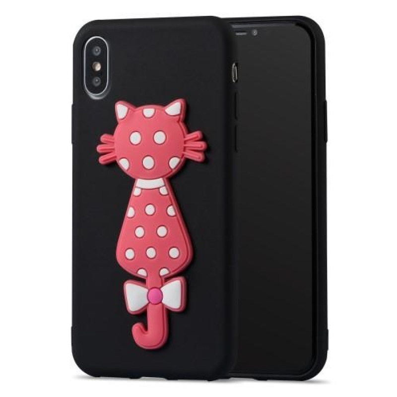 Kitty 3D szilikon tok iPhone X készülékhez - fekete