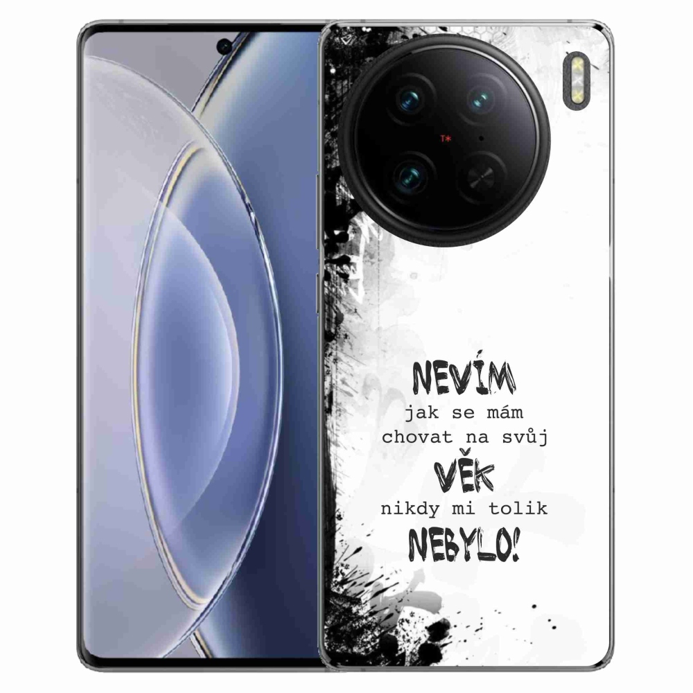 Gél borító mmCase a Vivo X90 Pro készülékhez - vicces szöveg 14 fehér háttér