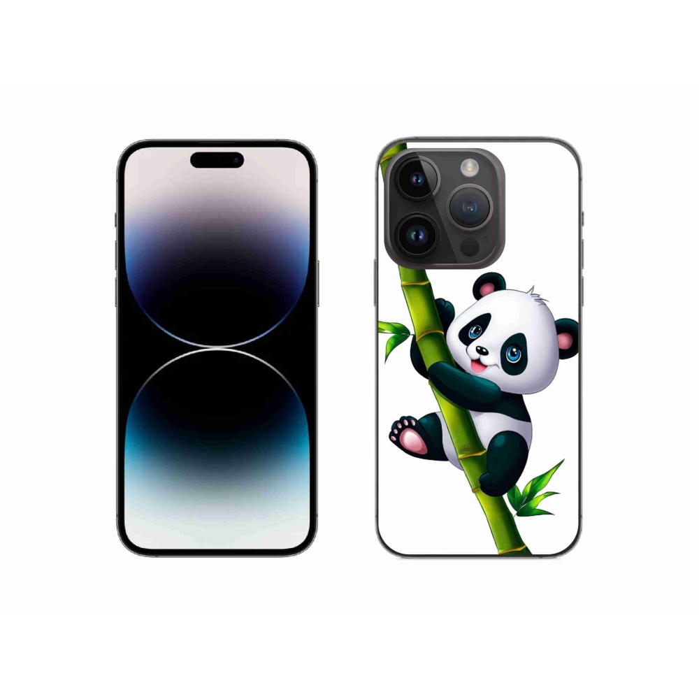 Zselés borítás mmCase iPhone 14 Pro készülékhez - panda bambuszon