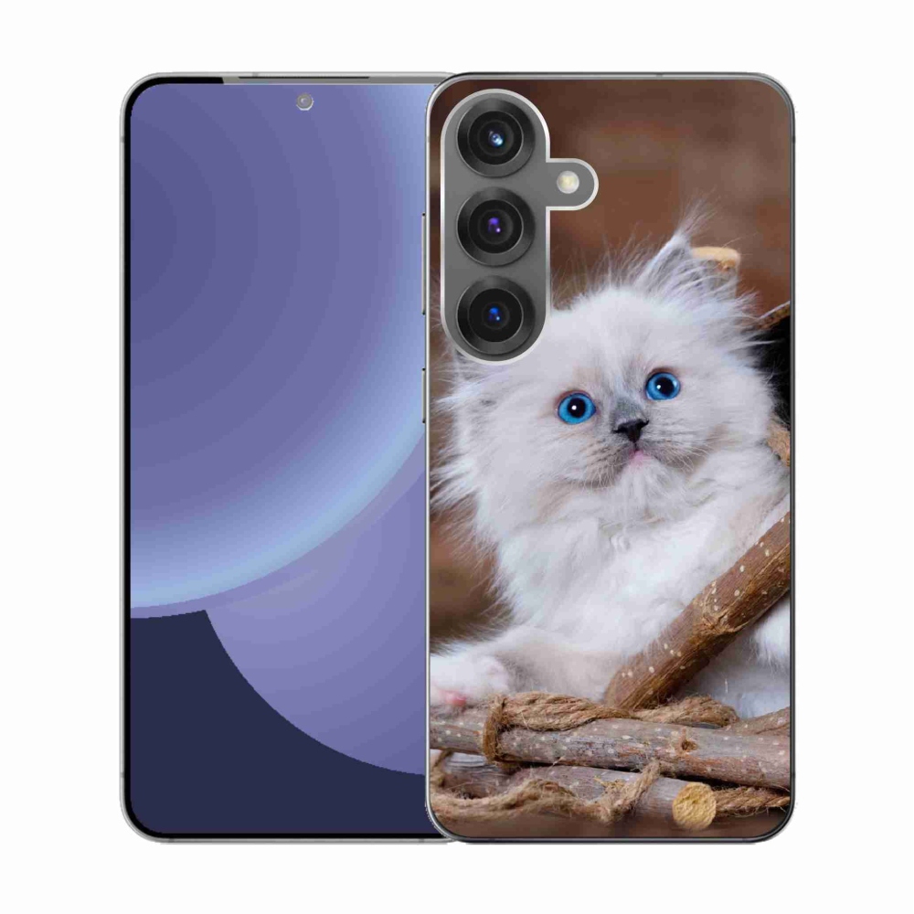 Gél védőhuzat mmCase Samsung Galaxy S25 készülékhez - fehér cica