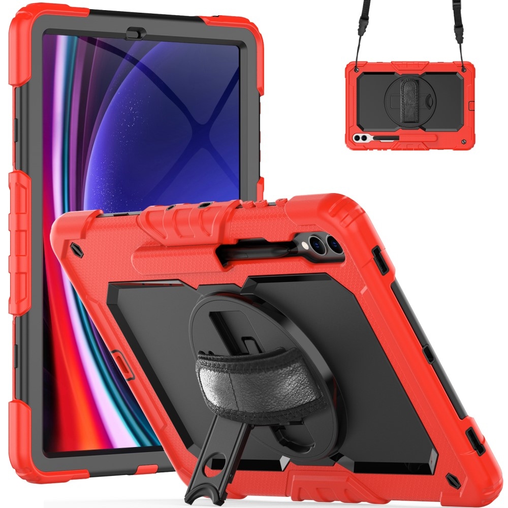 Rúgásálló borítás kézi fogantyúval Samsung Galaxy Tab S9+/Tab S10+ készülékhez - piros
