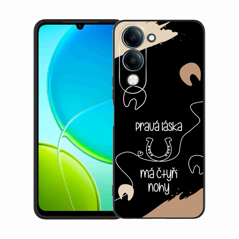 Gél borító mmCase a Vivo Y29s 5G készülékhez - ló motívum fekete háttérrel